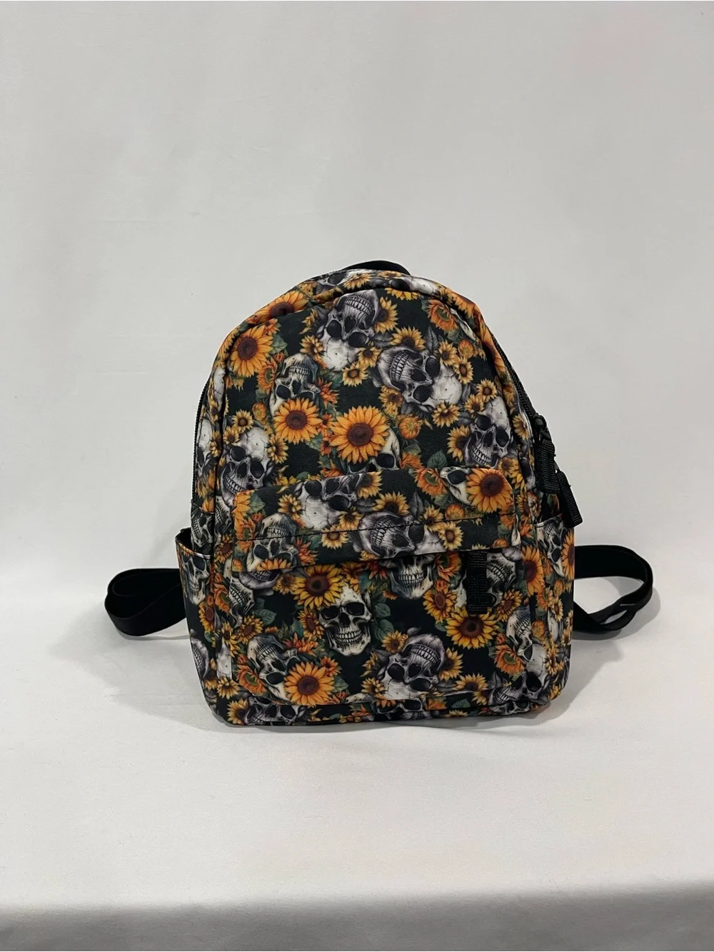 Sunflower Skull Print Mini Backpack